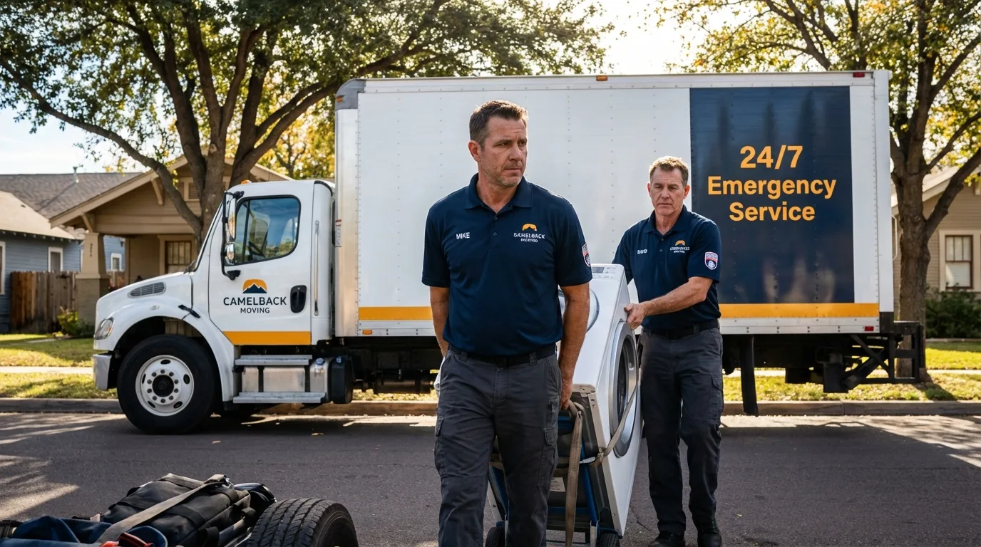 CamelBack Moving crew loading furniture in Lake Dallas, TX