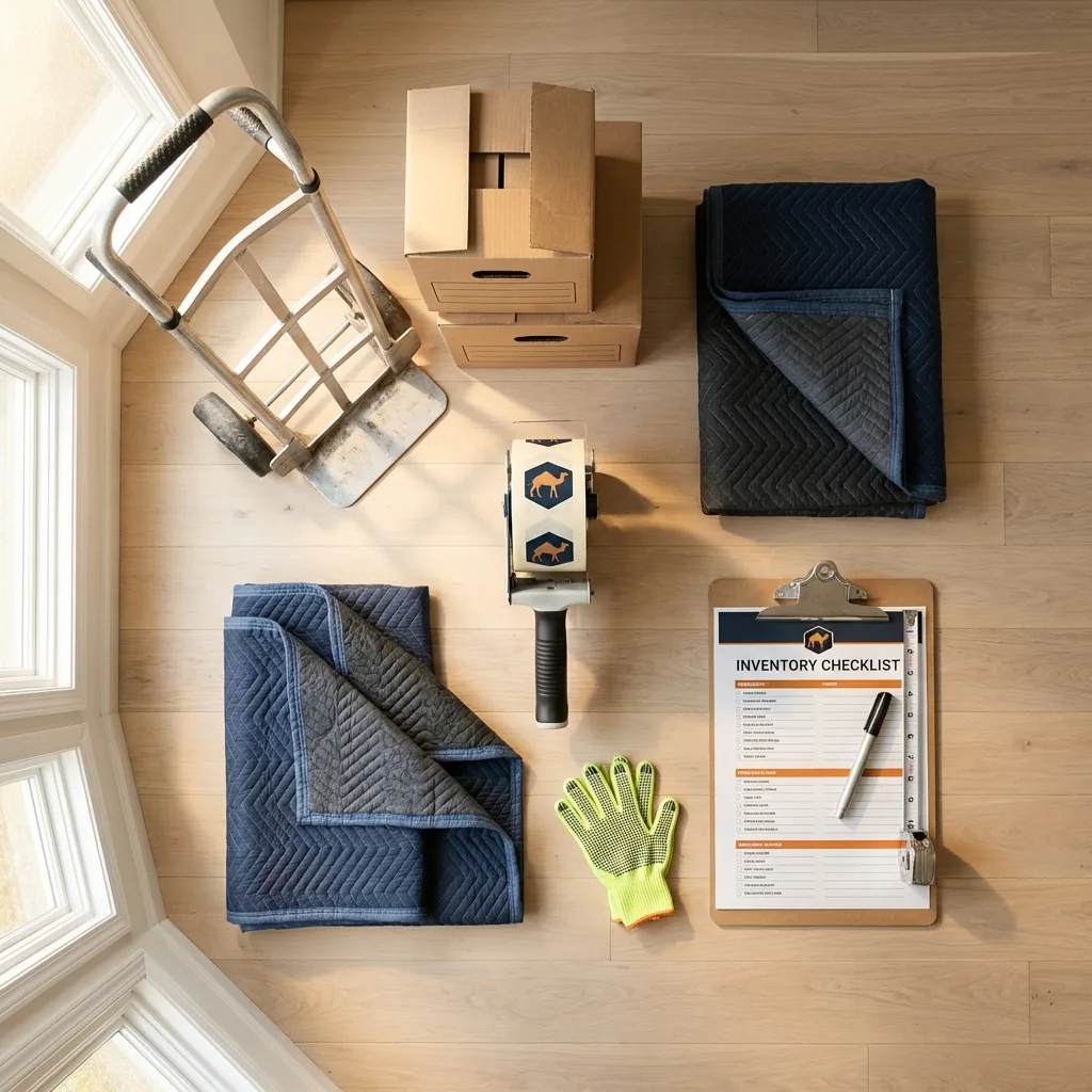 Professional moving supplies and packing materials layout for Lake Dallas residential relocations